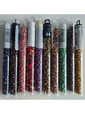 Bundle Lot of 10 Tubes of SUPERDUO Czech Glass Beads Most Never Opened